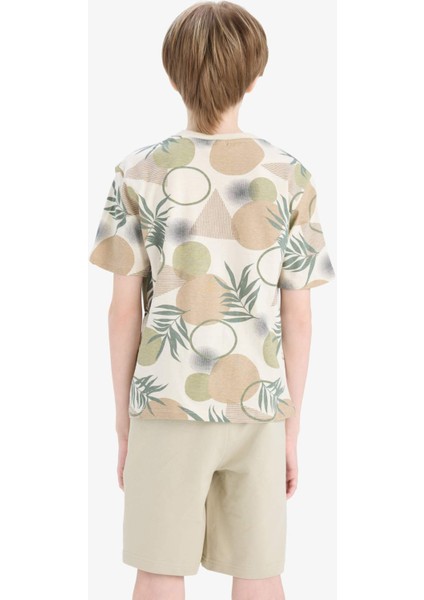 Erkek Çocuk Bisiklet Yaka Desenli Kısa Kollu Tişört