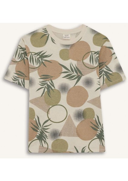 Erkek Çocuk Bisiklet Yaka Desenli Kısa Kollu Tişört