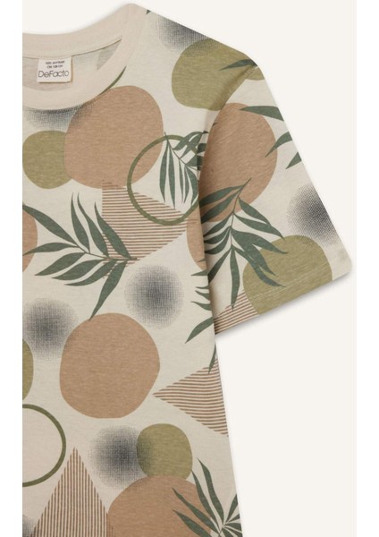 Erkek Çocuk Bisiklet Yaka Desenli Kısa Kollu Tişört