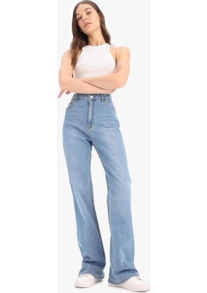 Slim Flare Yüksek Bel Düz Paça Uzun Jean Pantolon D7974AX25SP