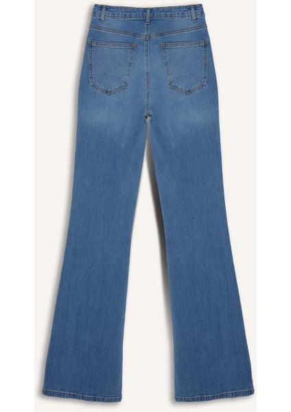 Slim Flare Yüksek Bel Düz Paça Uzun Jean Pantolon D7974AX25SP