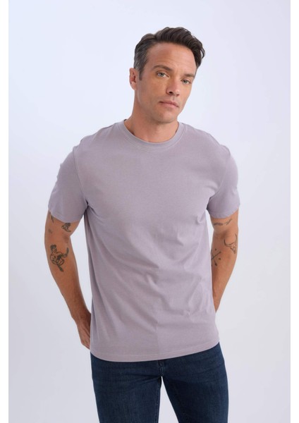 %100 Pamuk New Regular Fit Bisiklet Yaka Basic Düz Kısa Kollu Tişört V7699AZ25SP