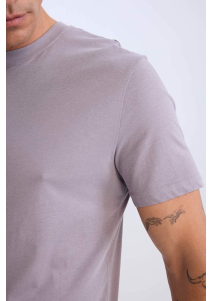 %100 Pamuk New Regular Fit Bisiklet Yaka Basic Düz Kısa Kollu Tişört V7699AZ25SP