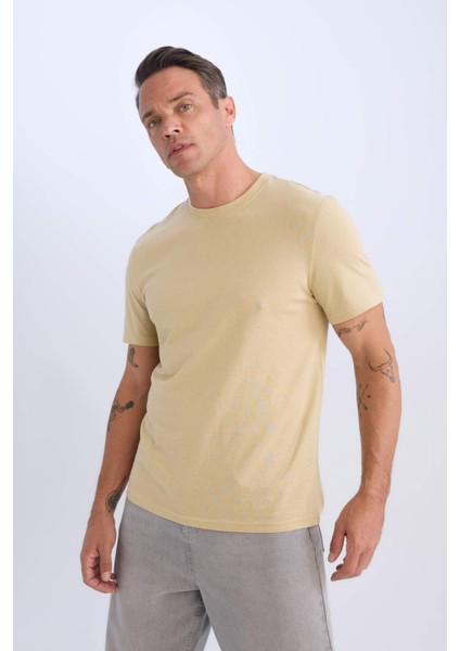 %100 Pamuk New Regular Fit Bisiklet Yaka Basic Düz Kısa Kollu Tişört V7699AZ25SP