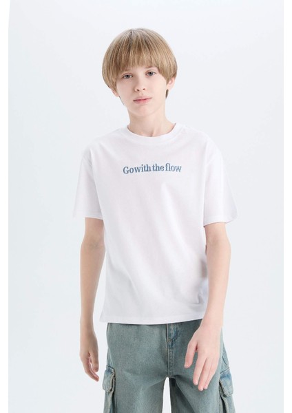 Erkek Çocuk Bisiklet Yaka Nakışlı Kısa Kollu Tişört