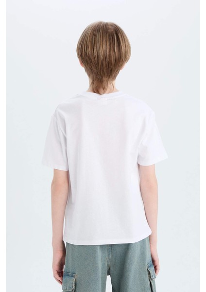 Erkek Çocuk Bisiklet Yaka Nakışlı Kısa Kollu Tişört