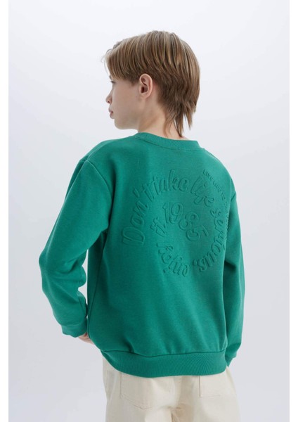 Erkek Çocuk Bisiklet Yaka Sırt Baskılı Sweatshirt D7711A825SP