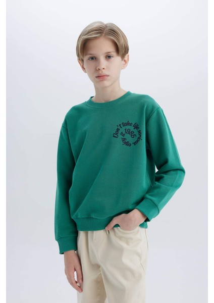 Erkek Çocuk Bisiklet Yaka Sırt Baskılı Sweatshirt D7711A825SP