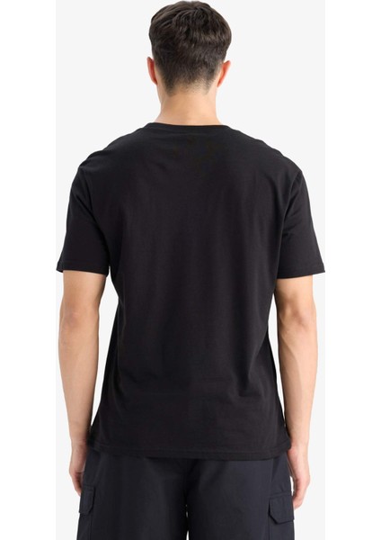 %100 Pamuk New Regular Fit Bisiklet Yaka Basic Düz Kısa Kollu Siyah Tişört V7699AZ25SP