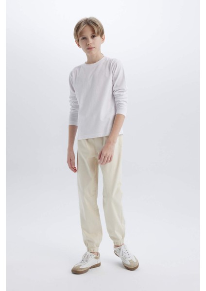 Erkek Çocuk Bisiklet Yaka Basic Düz Uzun Kollu Tişört K1686A625SP