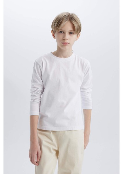 Erkek Çocuk Bisiklet Yaka Basic Düz Uzun Kollu Tişört K1686A625SP