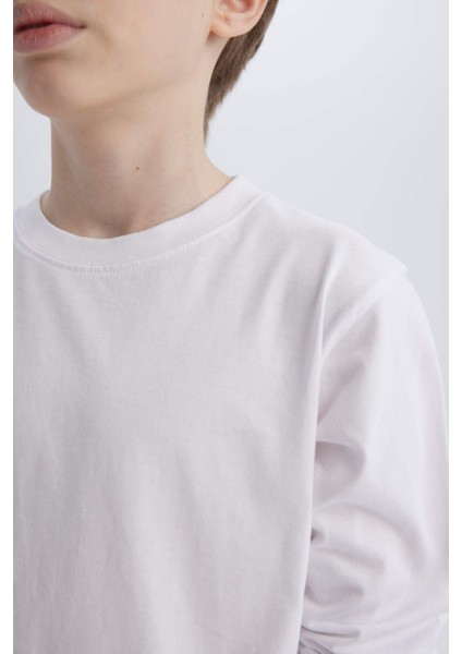 Erkek Çocuk Bisiklet Yaka Basic Düz Uzun Kollu Tişört K1686A625SP