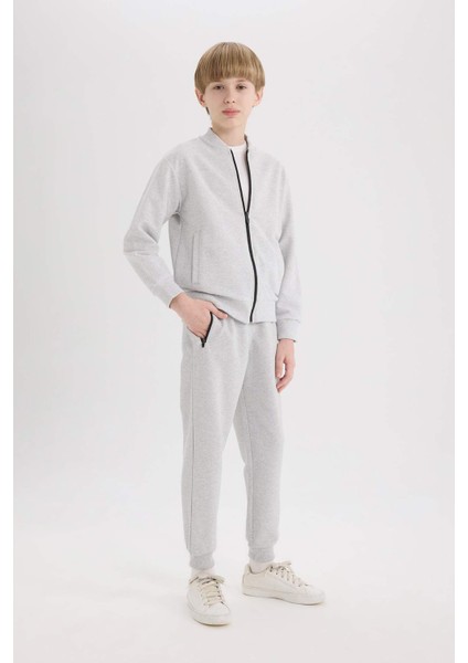 Erkek Çocuk Beli Paçası Lastikli Pike Basic Düz Eşofman Altı B5755A825SP