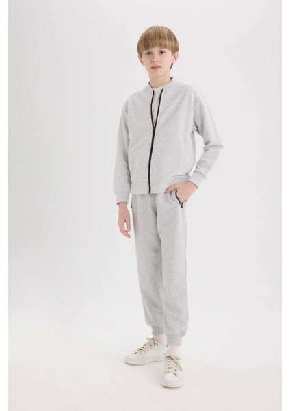 Erkek Çocuk Beli Paçası Lastikli Pike Basic Düz Eşofman Altı B5755A825SP
