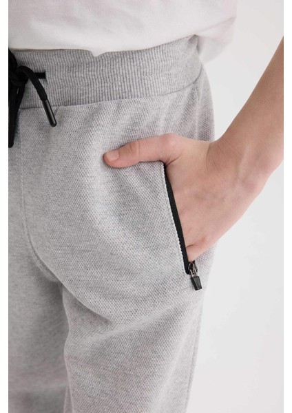 Erkek Çocuk Beli Paçası Lastikli Pike Basic Düz Eşofman Altı B5755A825SP