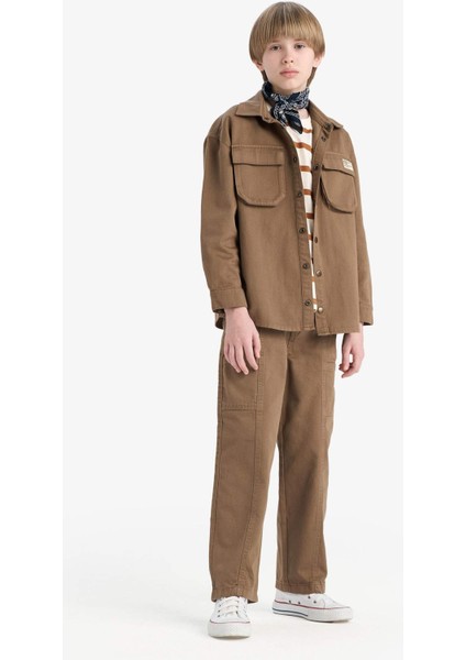 Erkek Çocuk Loose Fit Beli Lastikli Twill Pantolon D9850A825SP