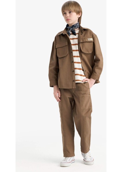 Erkek Çocuk Loose Fit Beli Lastikli Twill Pantolon D9850A825SP