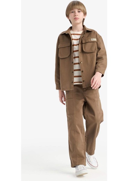 Erkek Çocuk Loose Fit Beli Lastikli Twill Pantolon D9850A825SP