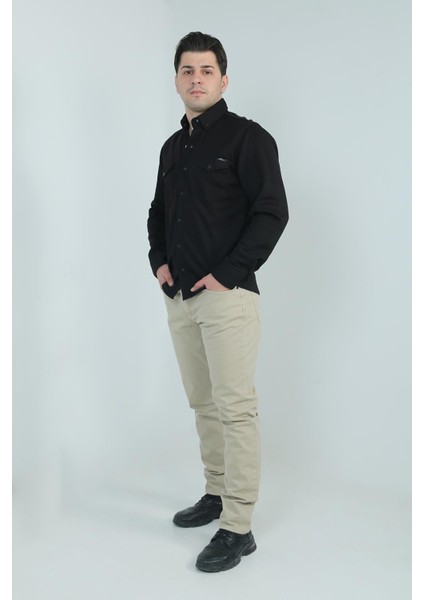 16805 Çift Cep Kapaklı Örme Gömlek