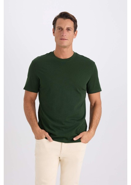 %100 Pamuk New Regular Fit Bisiklet Yaka Basic Düz Kısa Kollu Tişört V7699AZ25SP