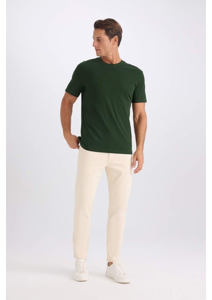 %100 Pamuk New Regular Fit Bisiklet Yaka Basic Düz Kısa Kollu Tişört V7699AZ25SP