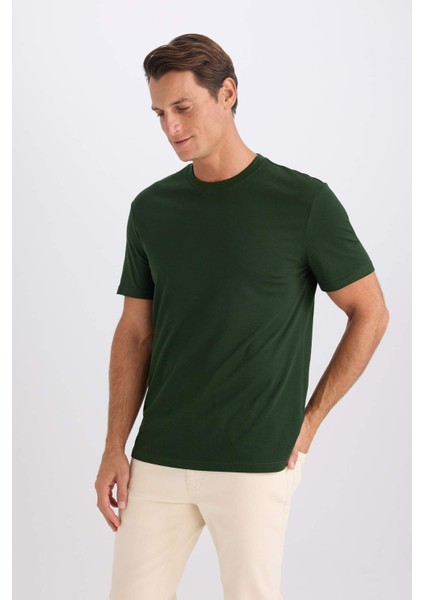 %100 Pamuk New Regular Fit Bisiklet Yaka Basic Düz Kısa Kollu Tişört V7699AZ25SP