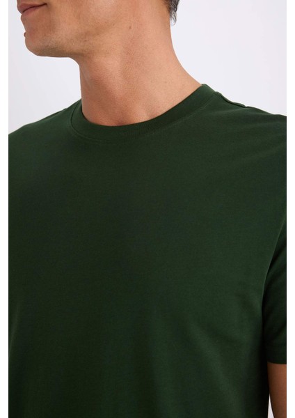 %100 Pamuk New Regular Fit Bisiklet Yaka Basic Düz Kısa Kollu Tişört V7699AZ25SP