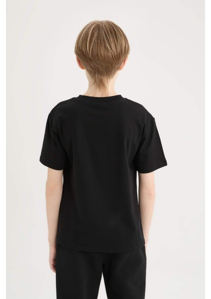 Erkek Çocuk Bisiklet Yaka Baskılı Kısa Kollu Tişört D9264A825SM