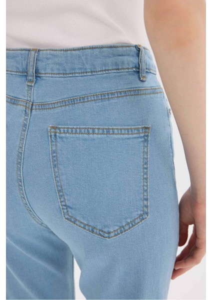 Slim Flare Yüksek Bel Düz Paça Uzun Jean Kar Yıkamalı Pantolon D7973AX25SP