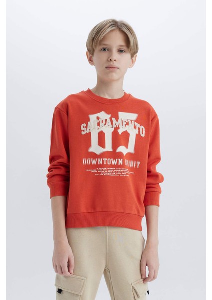 Erkek Çocuk Bisiklet Yaka Baskılı Sweatshirt D7712A825SP