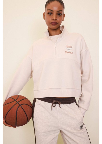 Fit NBA Chicago Bulls Yarım Fermuarlı Sweatshirt D6123AX25SP