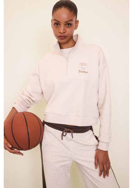 Fit NBA Chicago Bulls Yarım Fermuarlı Sweatshirt D6123AX25SP