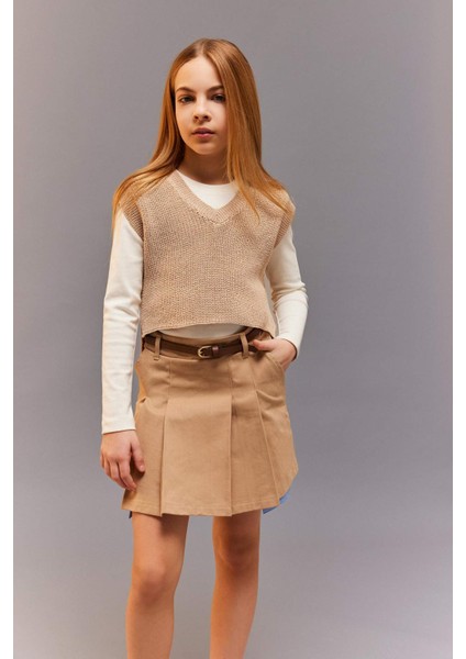 Kız Çocuk V Yaka Triko Süveter D9213A825SP