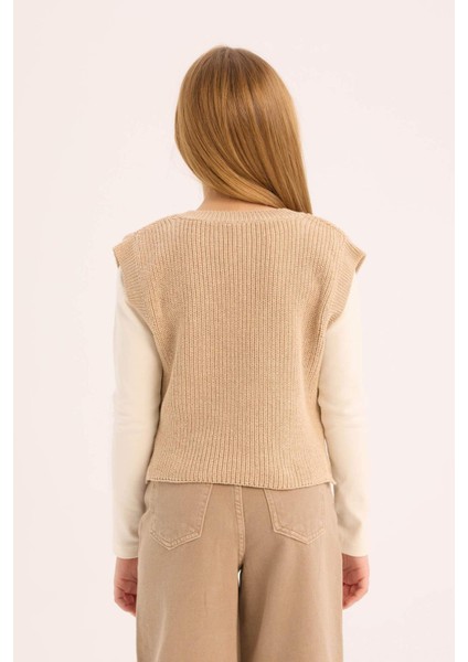 Kız Çocuk V Yaka Triko Süveter D9213A825SP