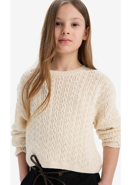 Kız Çocuk Standart Fit Bisiklet Yaka Triko Kazak D9217A825SP