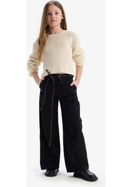 Kız Çocuk Standart Fit Bisiklet Yaka Triko Kazak D9217A825SP