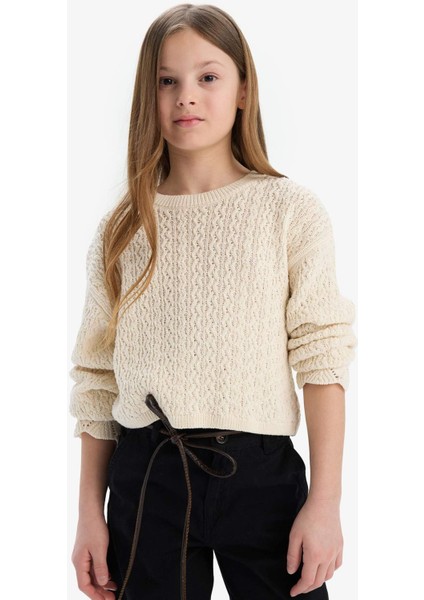 Kız Çocuk Standart Fit Bisiklet Yaka Triko Kazak D9217A825SP