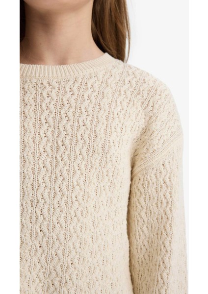 Kız Çocuk Standart Fit Bisiklet Yaka Triko Kazak D9217A825SP