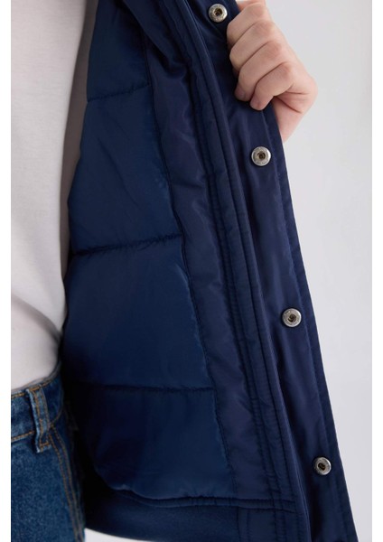 Erkek Çocuk Kolej Yaka Sırt Baskılı Çıtçıtlı Bomber Mont D5901A825SP