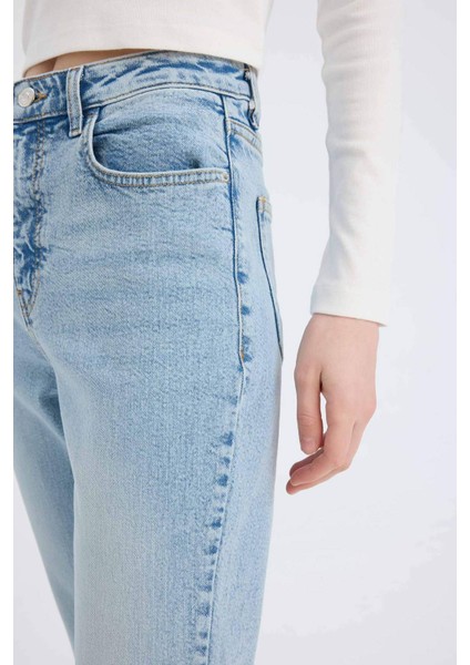 Mary Vintage Straight Fit Yüksek Bel Düz Paça Jean Kar Yıkamalı Pantolon D7981AX25SP