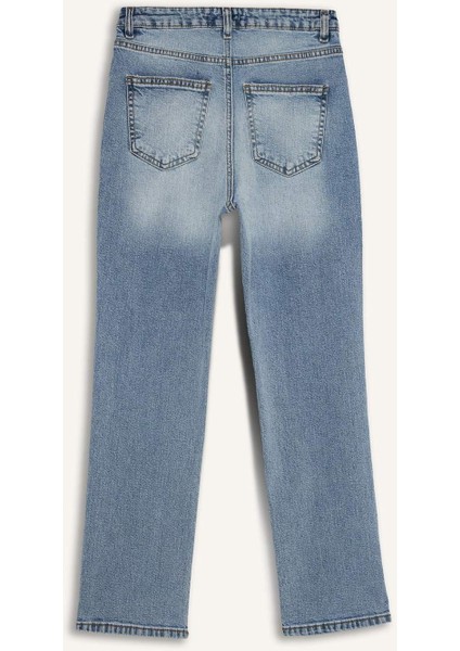 Mary Vintage Straight Fit Yüksek Bel Düz Paça Jean Kar Yıkamalı Pantolon D7981AX25SP