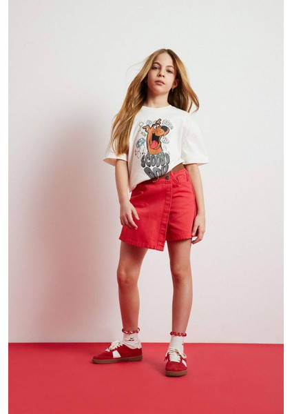 Kız Çocuk Kırmızı Gabardin Şort Etek D9627A825SP