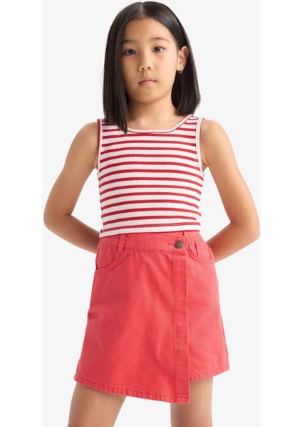 Kız Çocuk Kırmızı Gabardin Şort Etek D9627A825SP