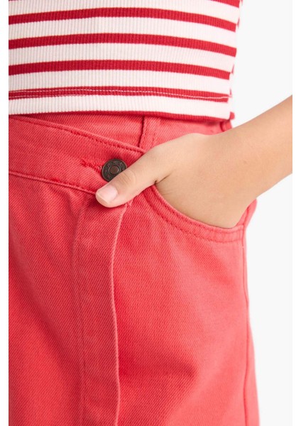 Kız Çocuk Kırmızı Gabardin Şort Etek D9627A825SP