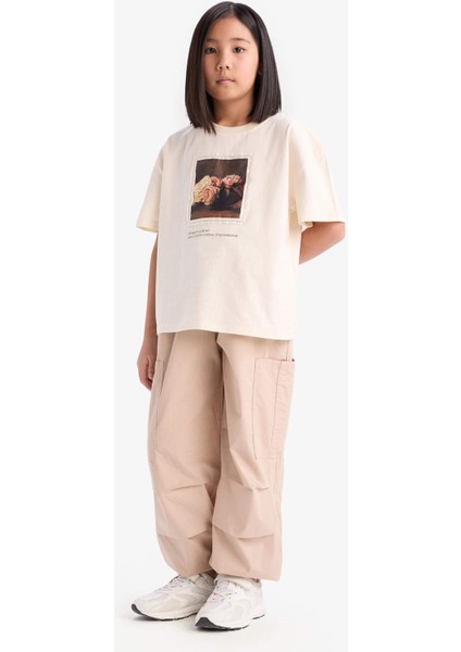 Kız Çocuk Paraşüt Kargo Jogger Paça Pamuklu Pantolon D7607A825SM