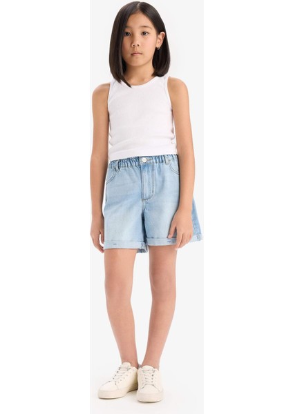 Kız Çocuk Paperbag Jean Şort B8113A825SM