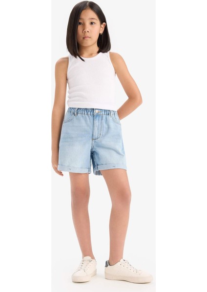 Kız Çocuk Paperbag Jean Şort B8113A825SM