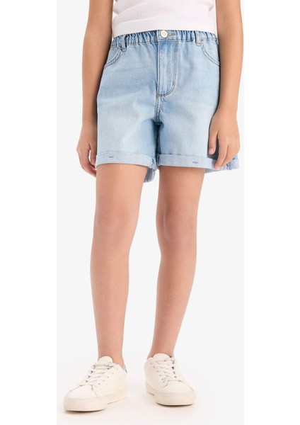 Kız Çocuk Paperbag Jean Şort B8113A825SM