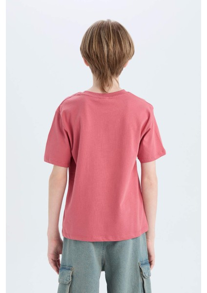 Erkek Çocuk Bisiklet Yaka Baskılı Kısa Kollu Tişört