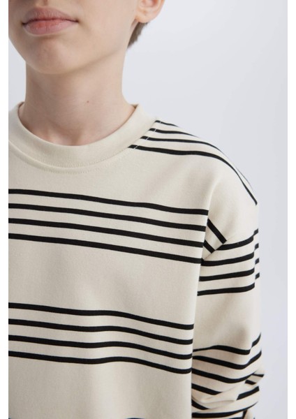 Erkek Çocuk Bisiklet Yaka Çizgili Sweatshirt D7716A825SP